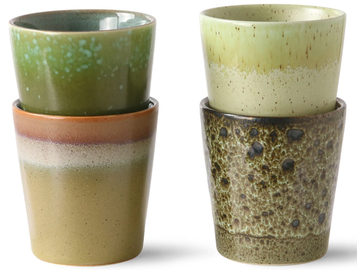 HKliving 70s Ceramics: Coffee Mugs, Spring Green