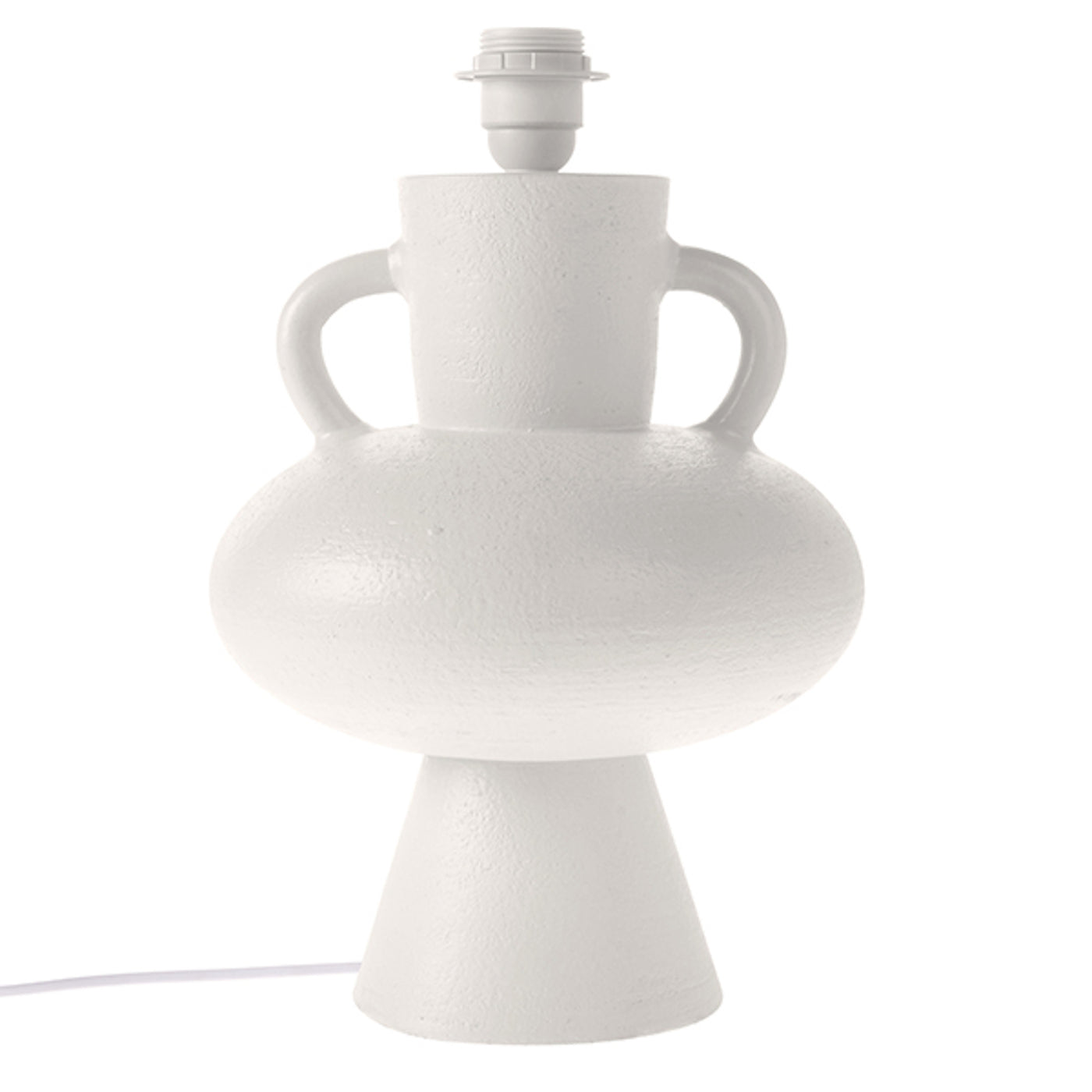 HKliving Cylinder Lamp Shade Natural Linen with Stoneware Lamp Base White
