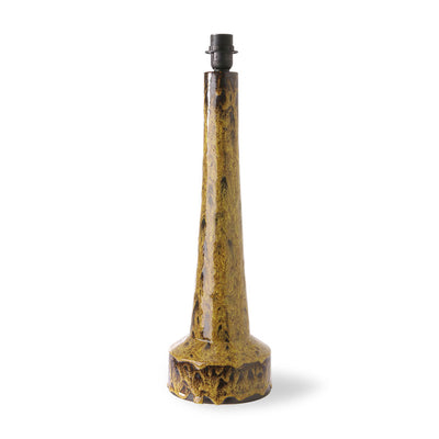 HKliving Cone Lampshade Silk/Brown with Retro Stoneware Lamp Base Mustard